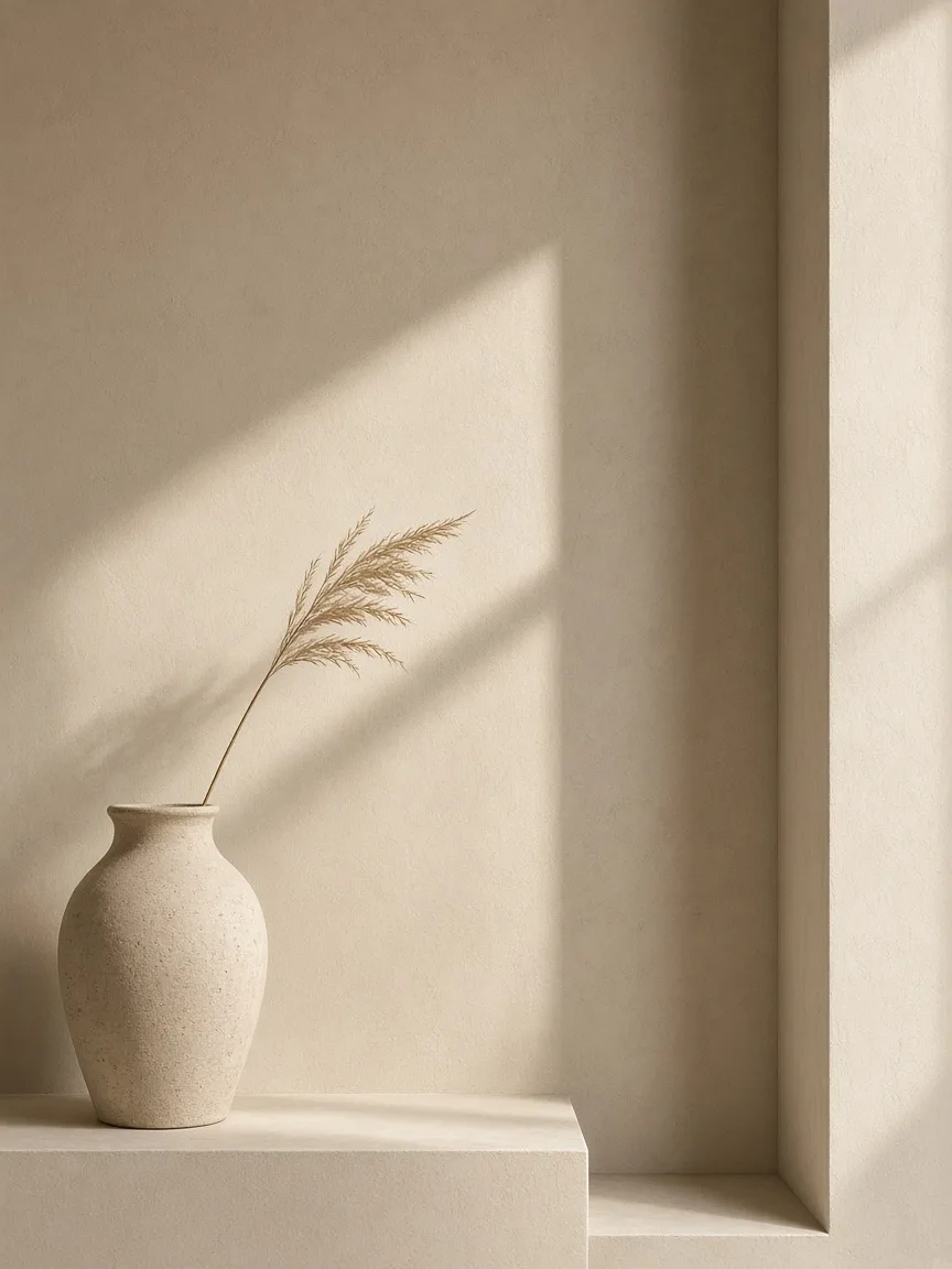 Quiet architectural composition with natural materials